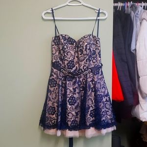 Le Chateau Navy Blue Strapless Lace Dress Size 1